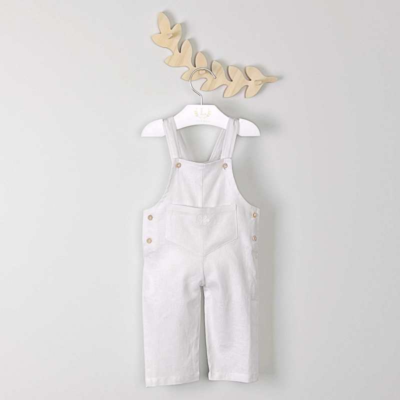 Jardineira Longa - Linho - Batizado da marca Laleblu.